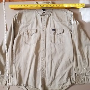 WRANGLER tan TWILL pearl snap DENIM SHIRT Western